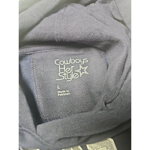 Cowboys Her Style Dallas Cowboys Hoodie Sweatshirt Women’s L Navy Blue Pouch - Picture 5 of 9